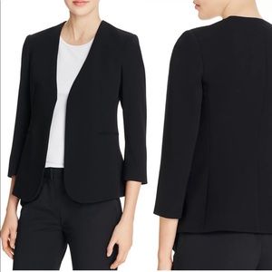 Theory Lindrayia Open-Front 3/4-Sleeve Traceable Wool Suit Jacket